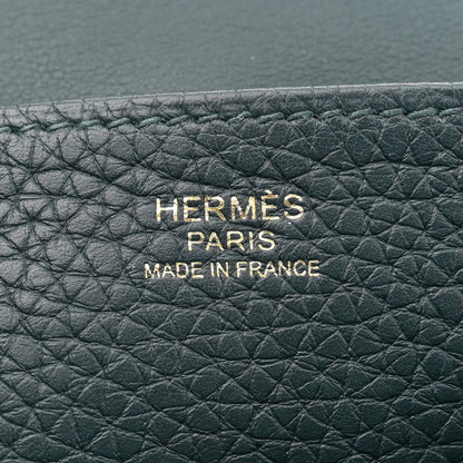 Hermes Taurillon Clemence Halzan 25 Vert Cypress 6 of 10