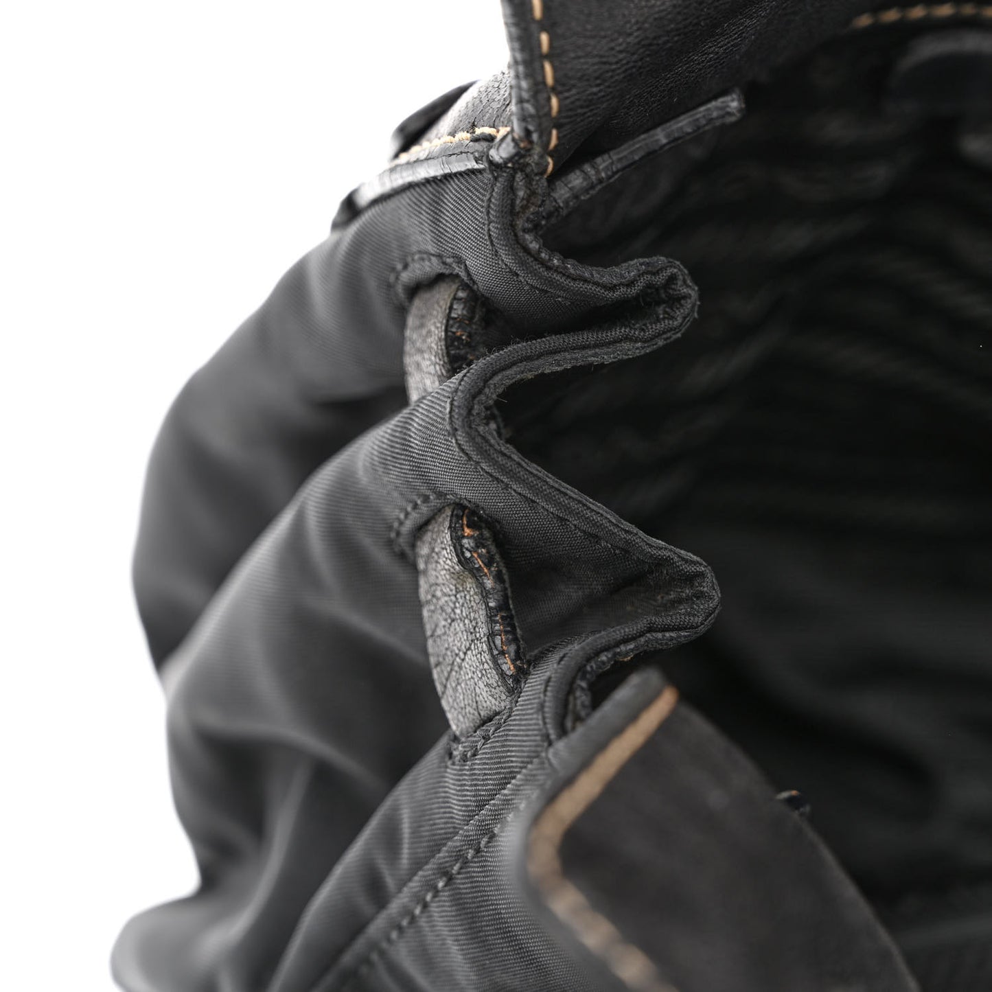 Tessuto Nylon Vitello Foldover Pushlock Satchel Black