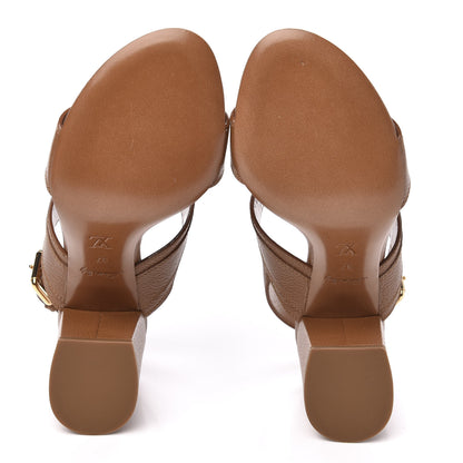 Louis Vuitton Grained Calfskin Horizon Sandals 37 Cognac Brown 5 of 9