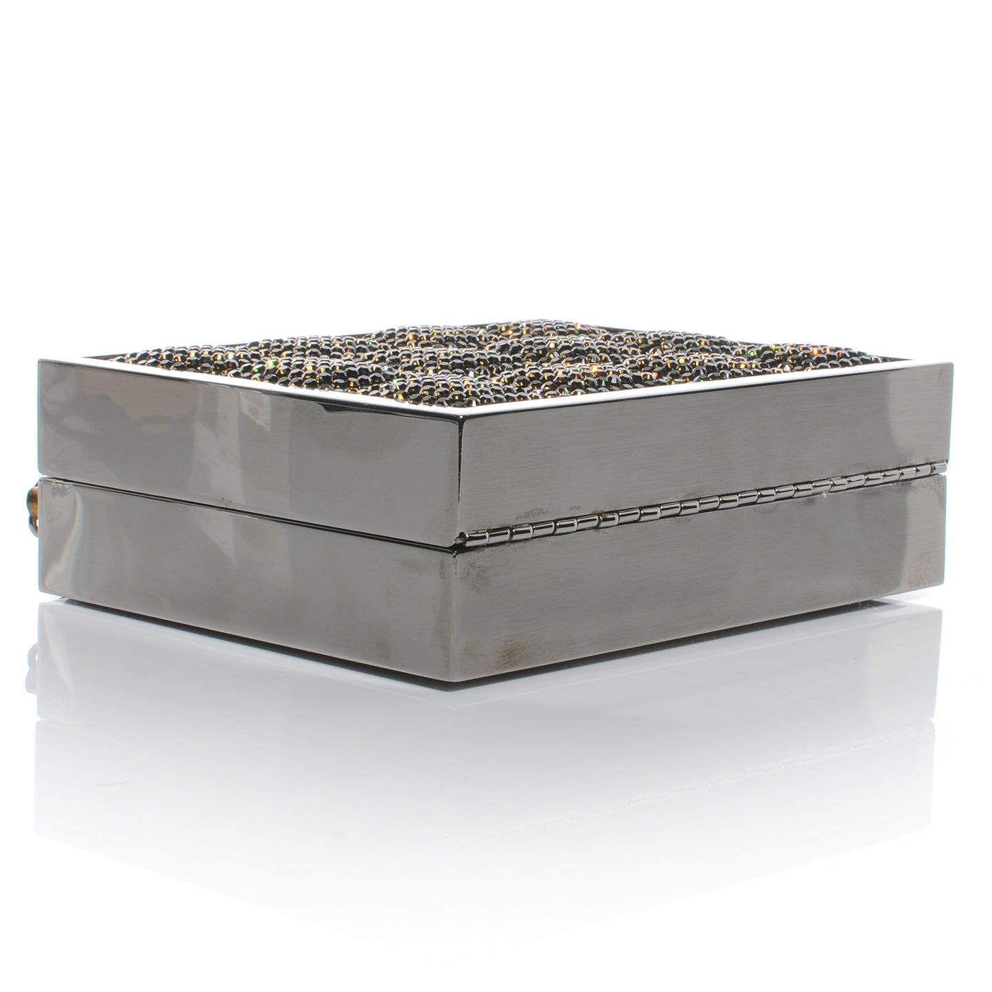 Crystal Square Quilted Box Clutch Bronze