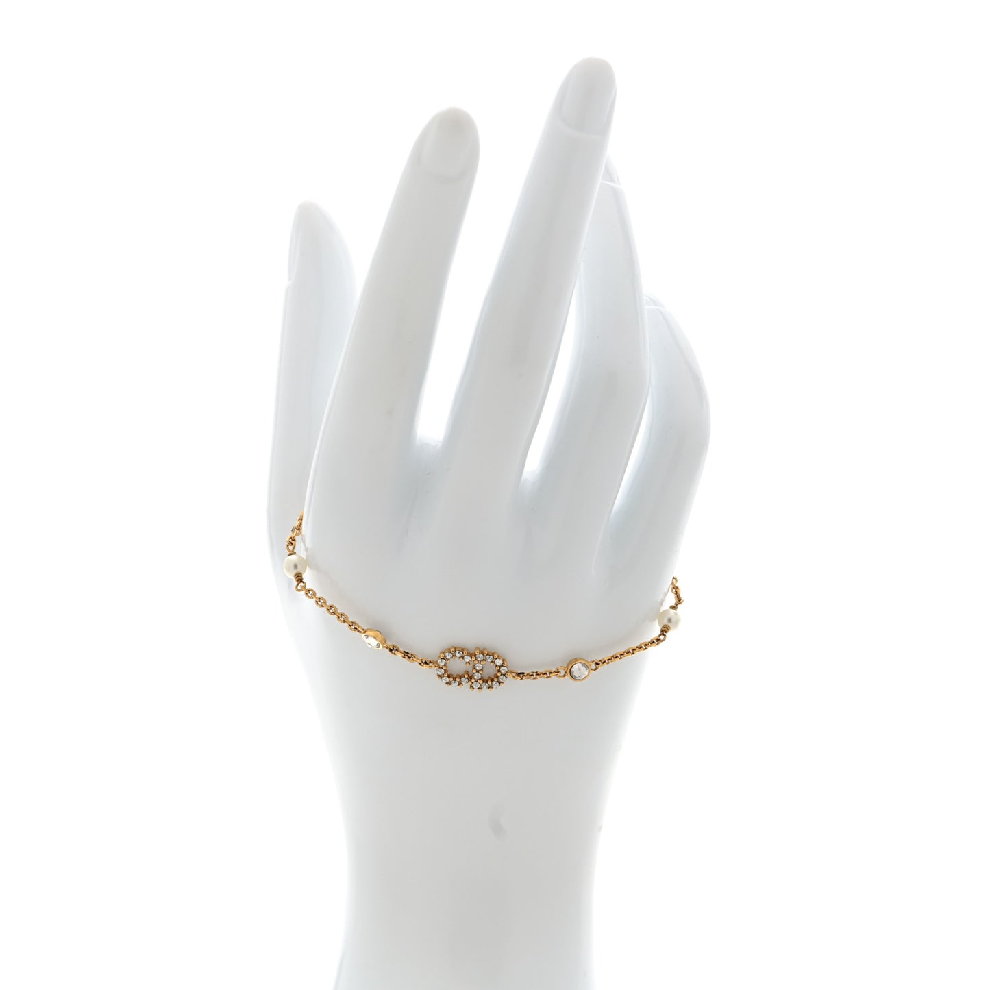 Crystal Pearl Clair D Lune Bracelet  Gold