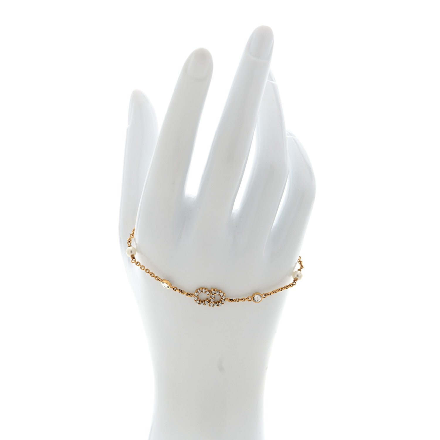 Christian Dior Crystal Pearl Clair D Lune Bracelet  Gold 2 of 4