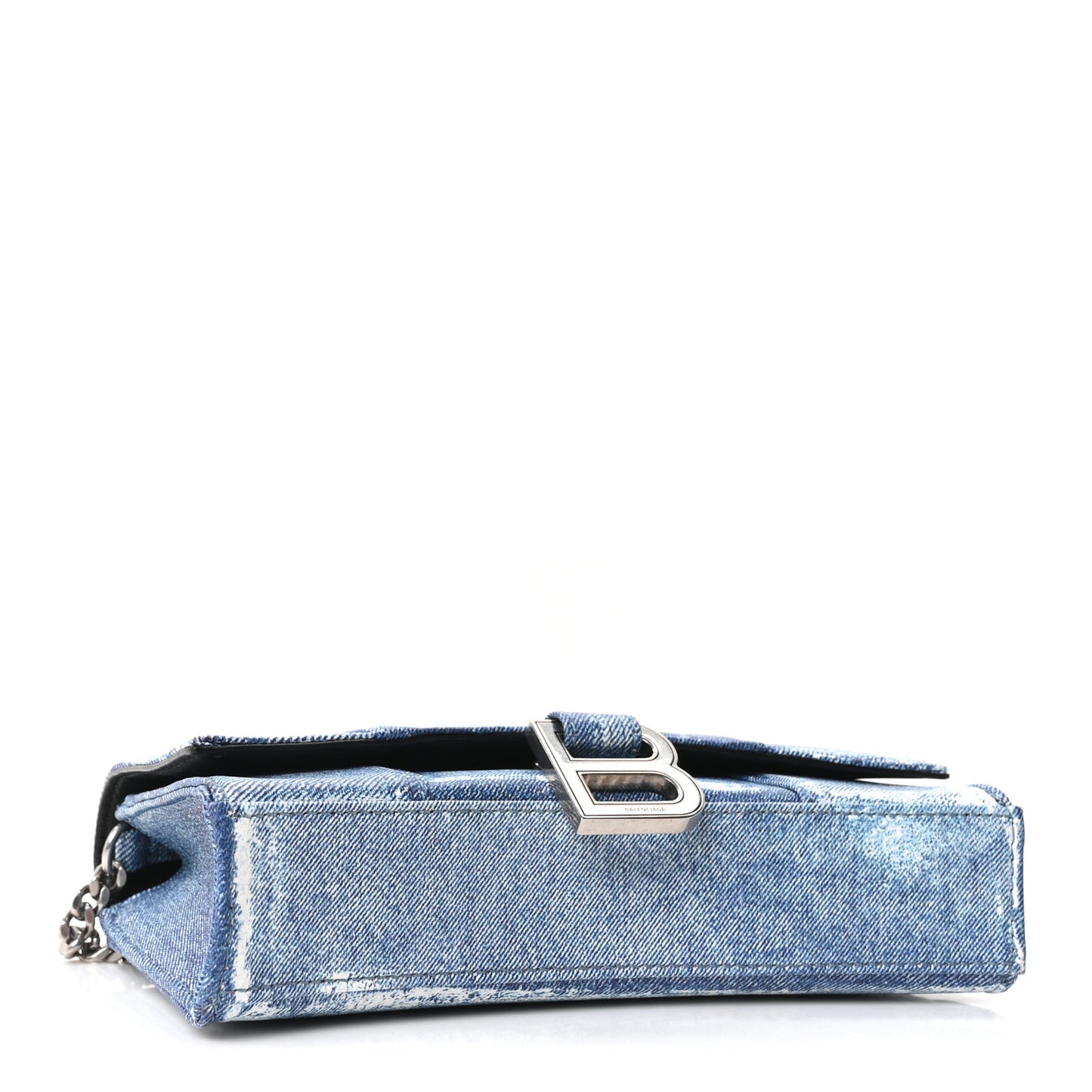 Nappa Denim Printed Hourglass Chain Bag Denim Blue