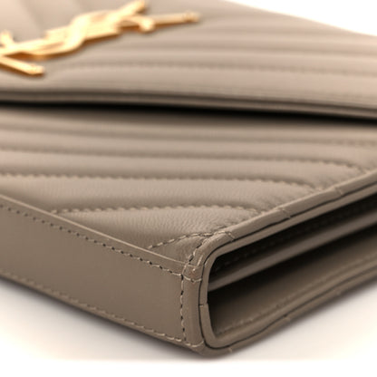 Saint Laurent Lambskin Matelasse Chevron Monogram Envelope Chain Wallet Vintage Peach 8 of 10