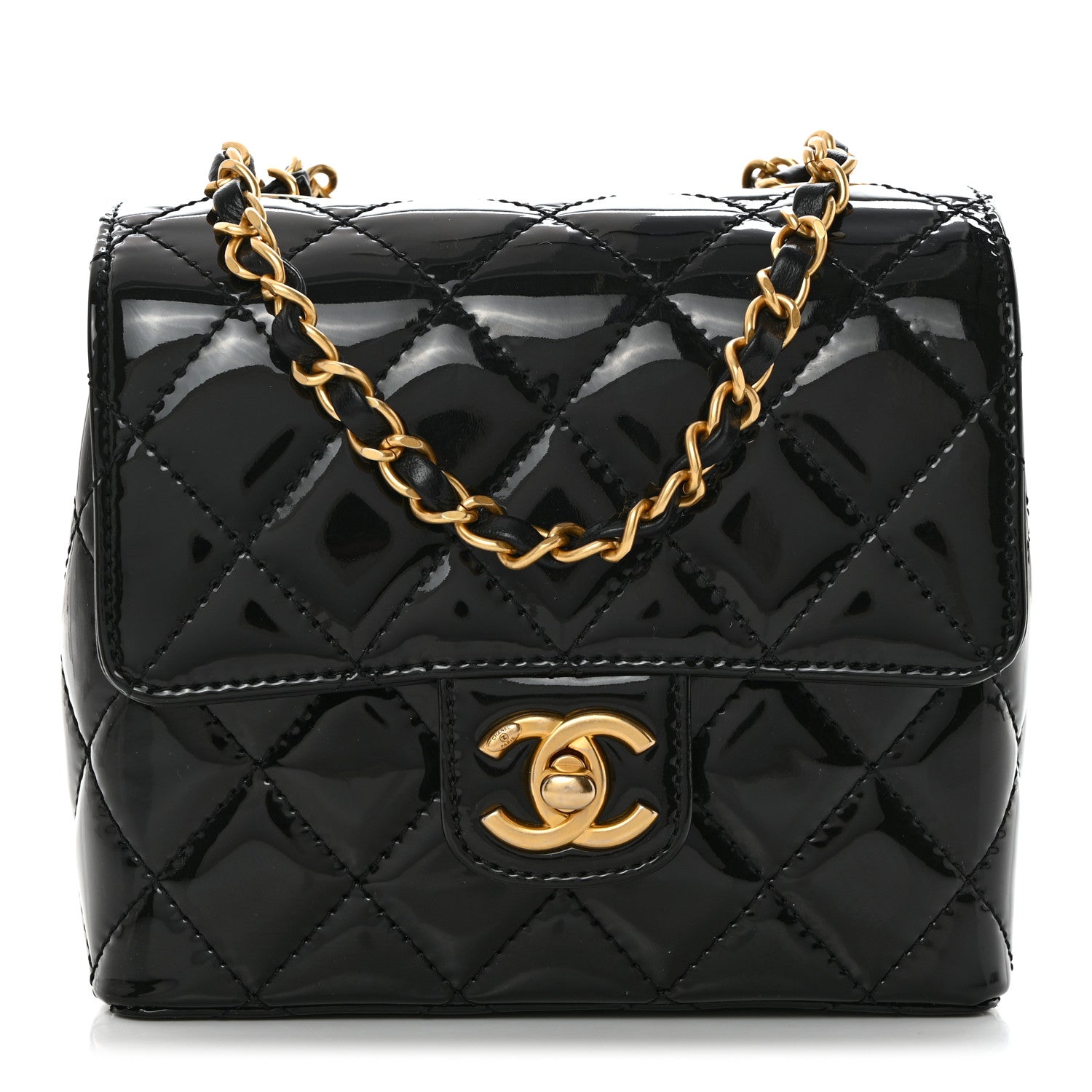 Chanel Patent Calfskin Quilted Mini Square Flap Black 1 of 10