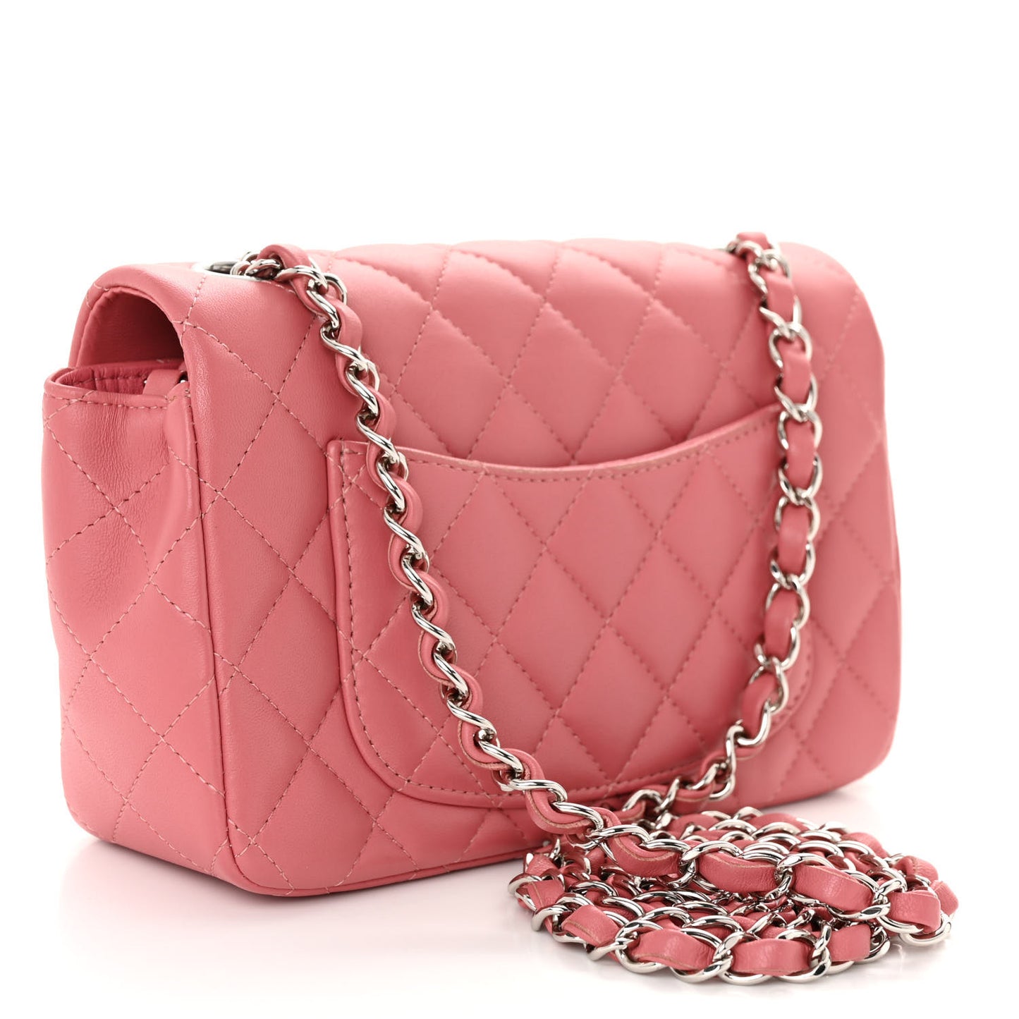Lambskin Quilted Mini Rectangular Flap Pink