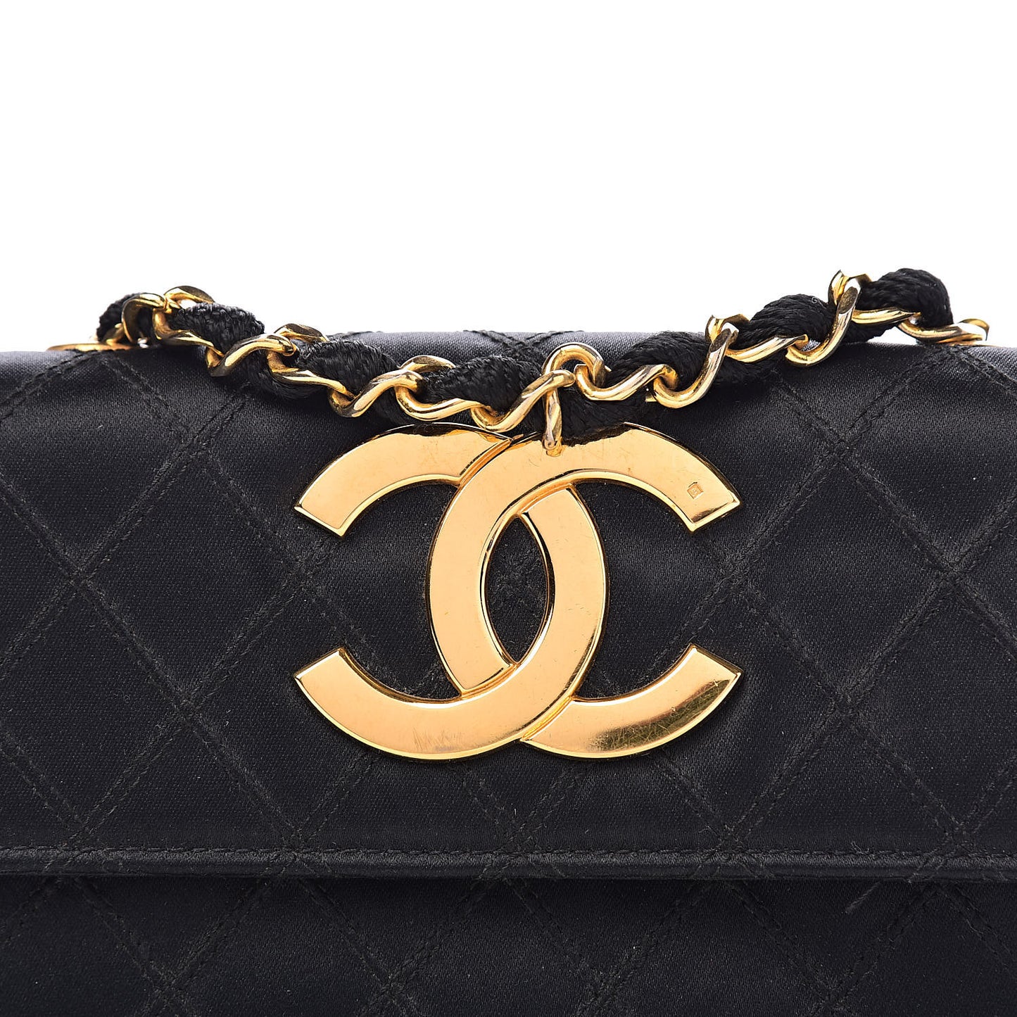 Satin Double Stitched Mini Single Flap Black