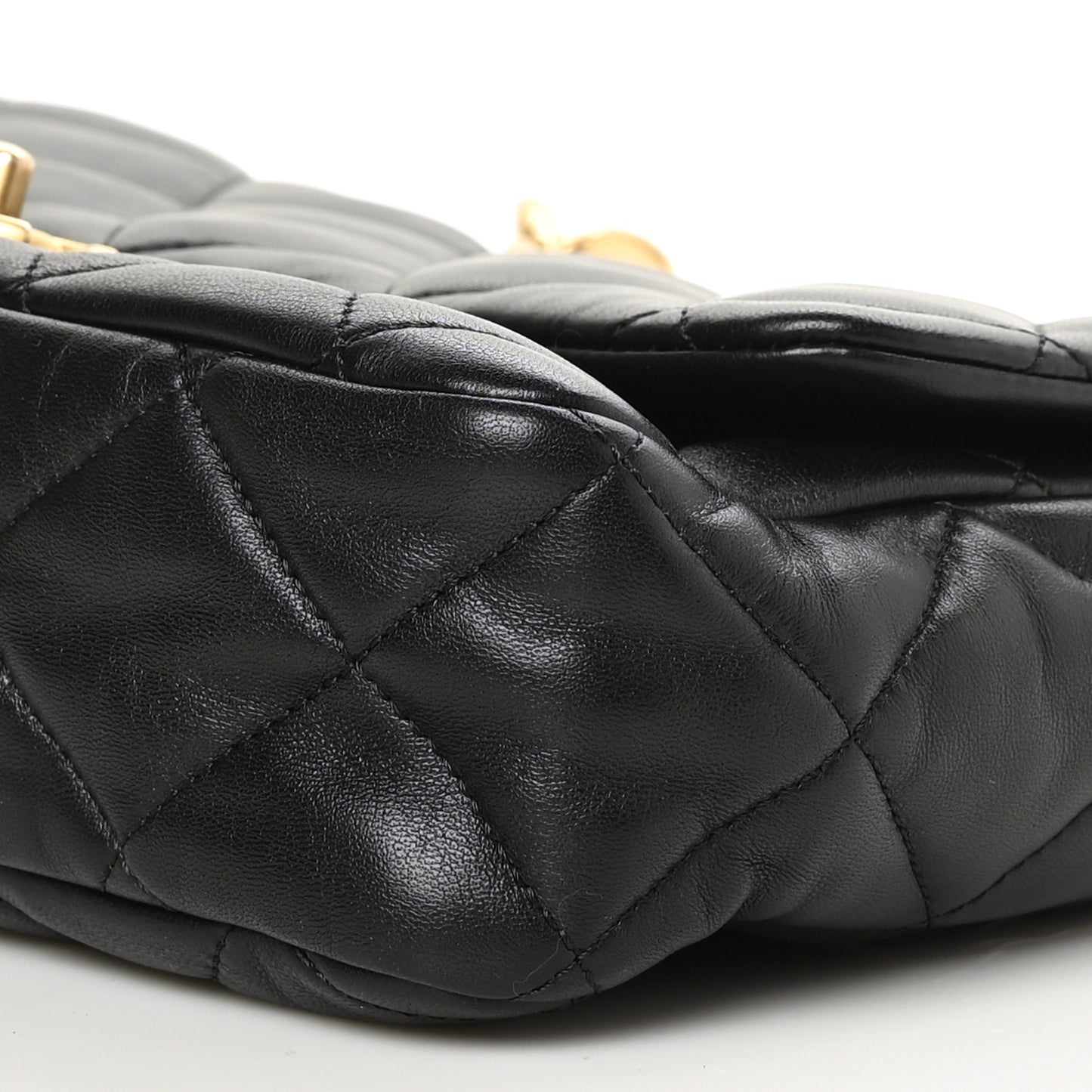 Lambskin Quilted Large CC Funky Town Flap Black
