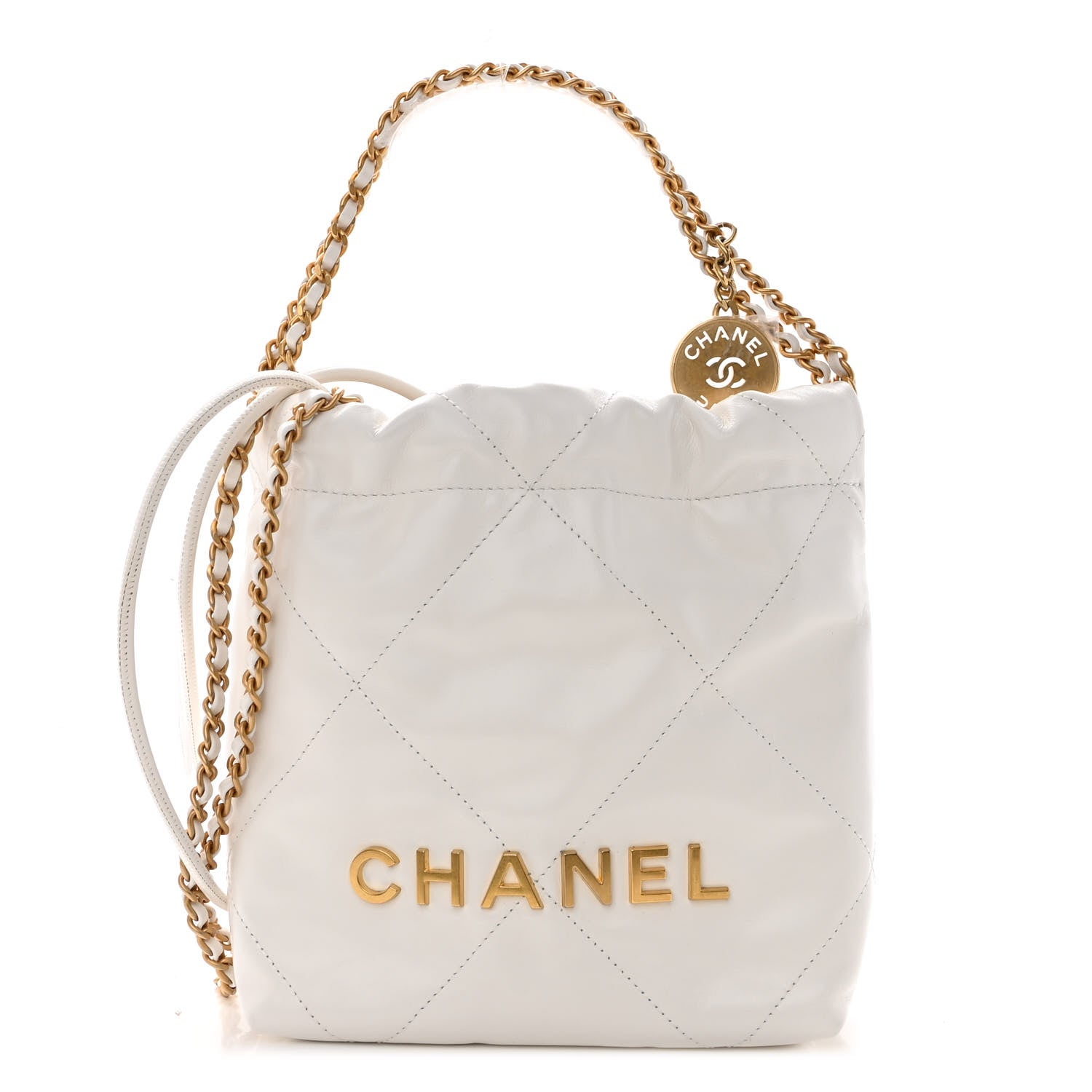 Chanel Shiny Calfskin Quilted Mini Chanel 22 White 1 of 10
