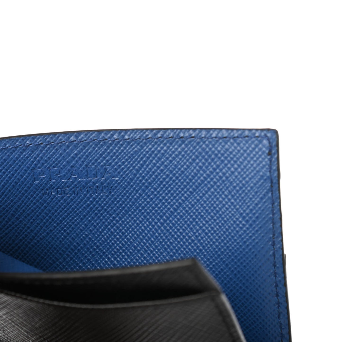 Saffiano Racing Logo Patch Card Holder Black Azzurro