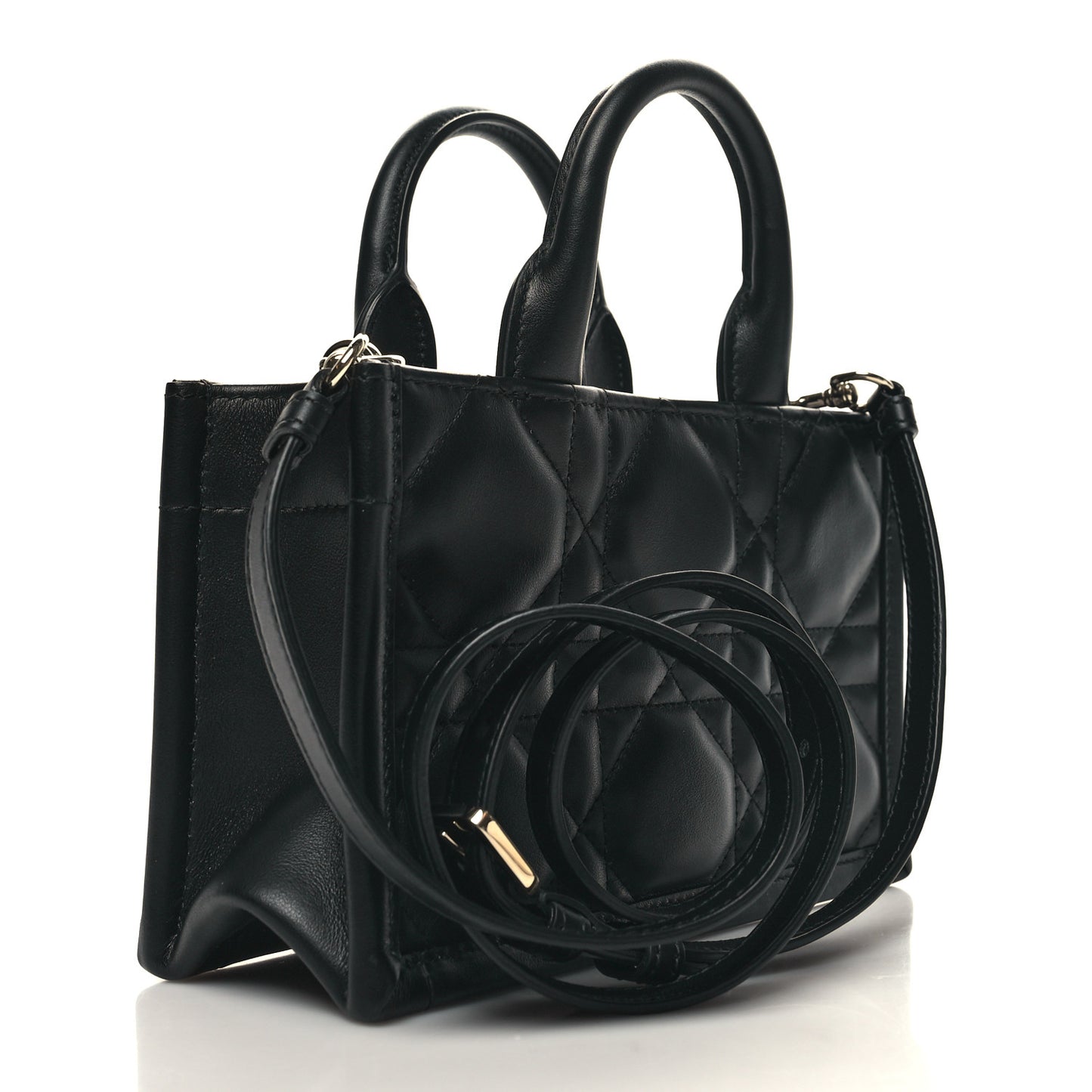 Calfskin Macrocannage Mini Book Tote Black