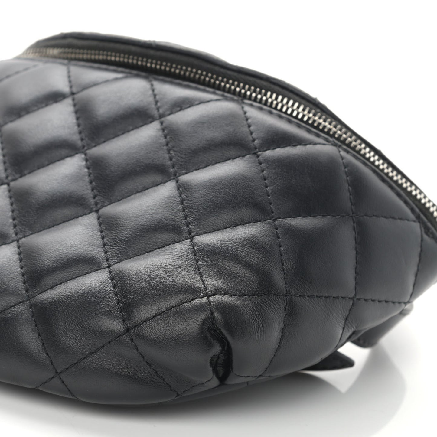Calfskin Quilted Waist Belt Bag Black
