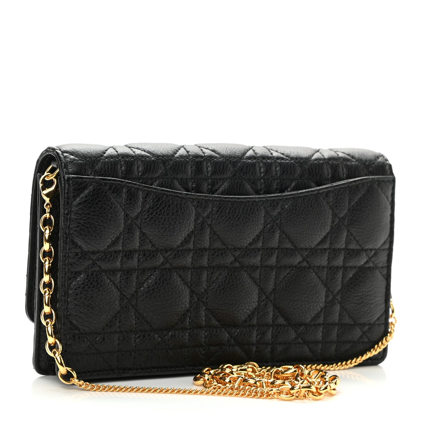 Supple Calfskin Caro Pouch with Chain Black