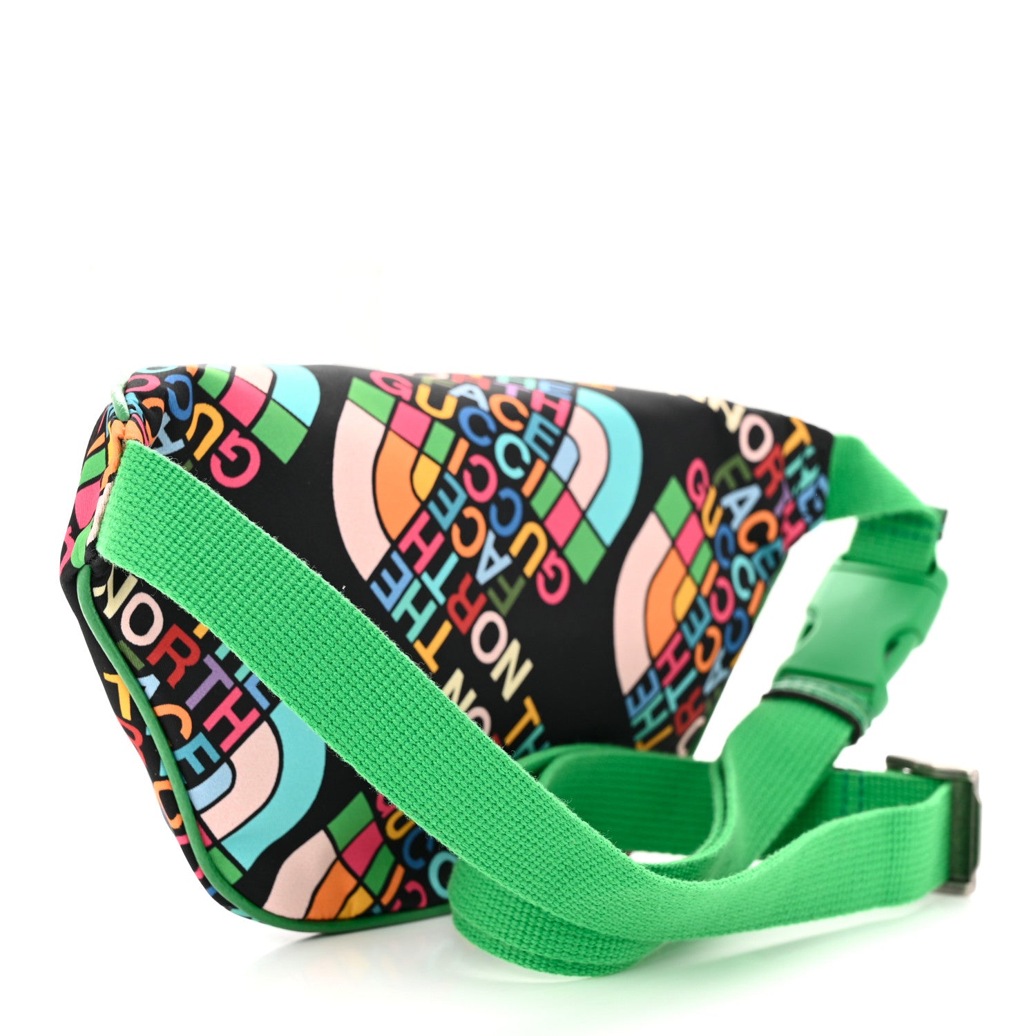 Gucci X THE NORTH FACE Econyl Nylon Textured Dollar Calfskin Belt Bag Black Turquoise New Shamarock New Cherry Red 3 of 11