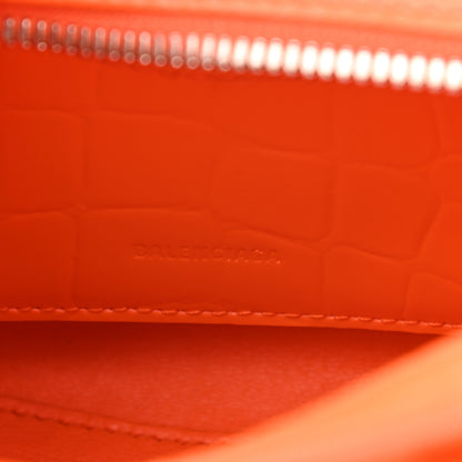 Balenciaga Semi Shiny Calfskin Crocodile Embossed Neo Classic Silver Hardware Nano City Crossbody Orange 6 of 8