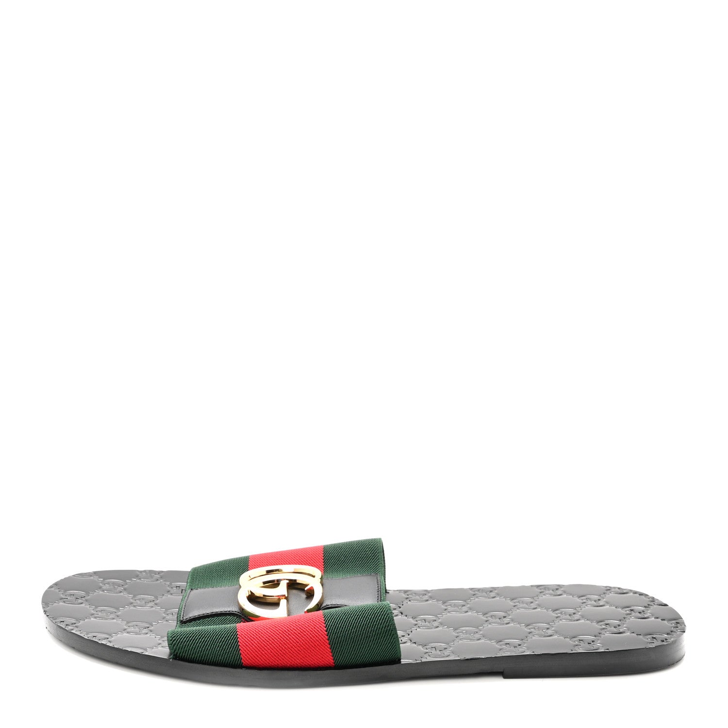 Gucci Calfskin Web Interlocking G Mens Riviera Slide Sandals 10 Black Green Red 1 of 8