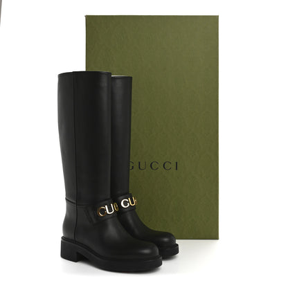 Gucci Calfskin Over The Knee Boots 37 Black 11 of 11