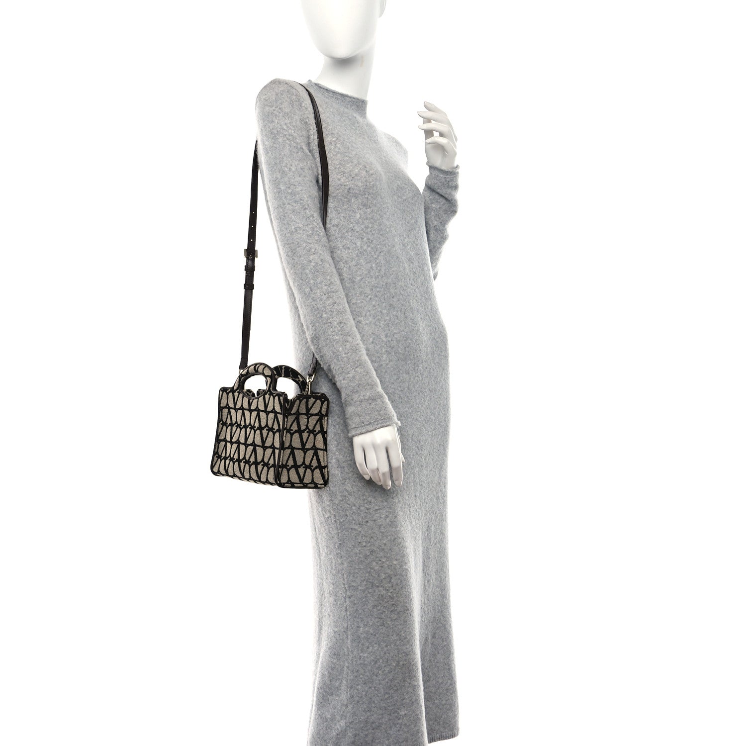 Valentino Garavani Toile Iconographe Goatskin Mini Le Troisieme Shopping Bag Naturale Black Fondant 2 of 8