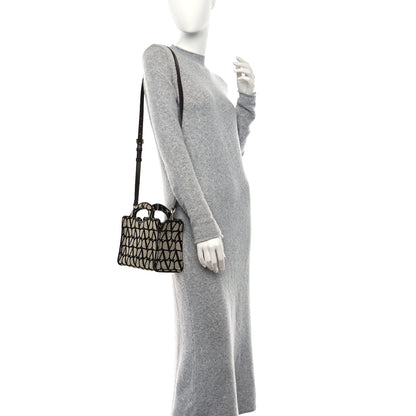 Valentino Garavani Toile Iconographe Goatskin Mini Le Troisieme Shopping Bag Naturale Black Fondant 2 of 8