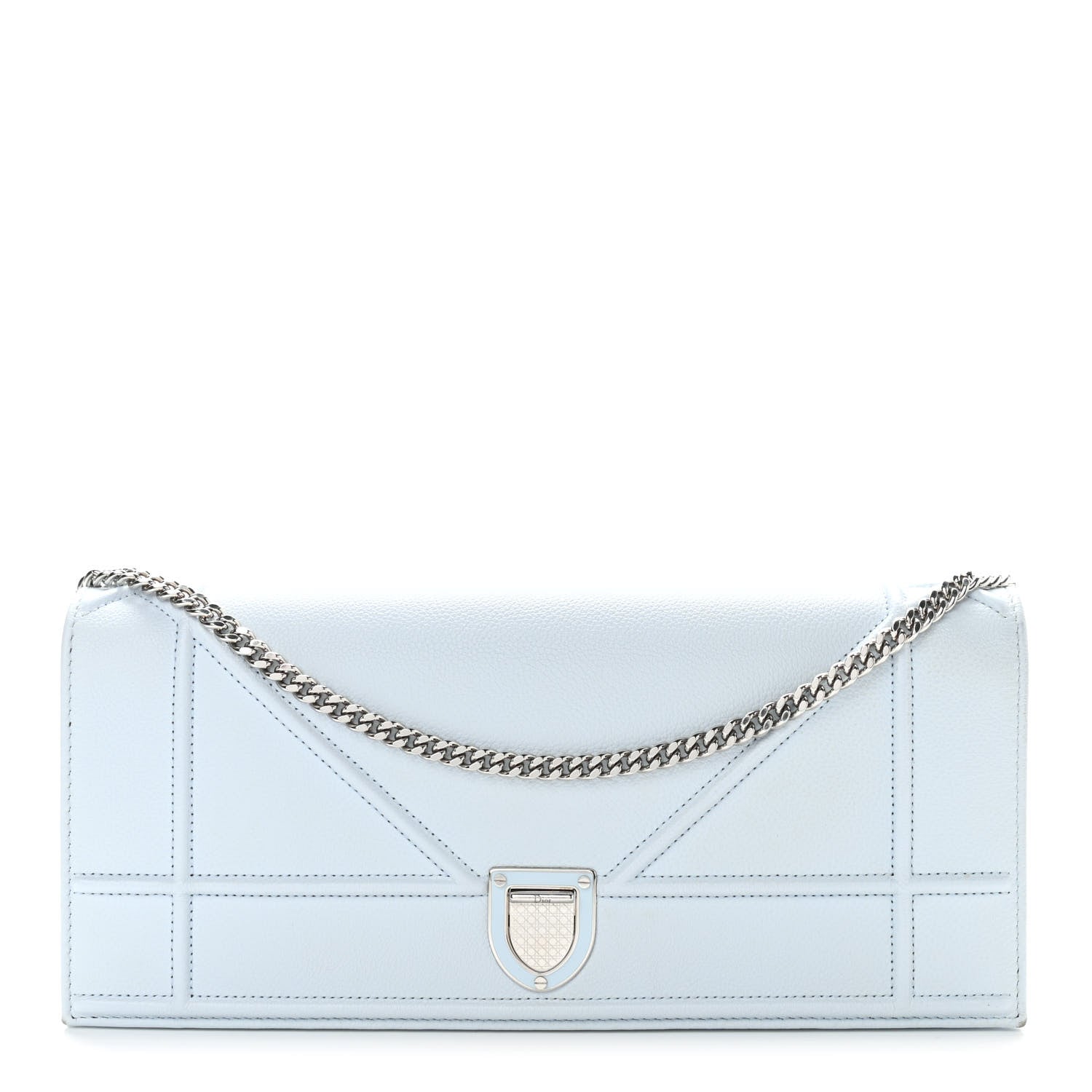 Christian Dior Calfskin Large Diorama Croisiere Chain Wallet Light Blue 1 of 16