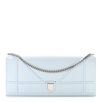 Christian Dior Calfskin Large Diorama Croisiere Chain Wallet Light Blue 1 of 16