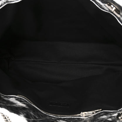 Balenciaga Metallic Crushed Calfskin Quilted Medium Crush Carry All Tote Bag Silver 5 of 9