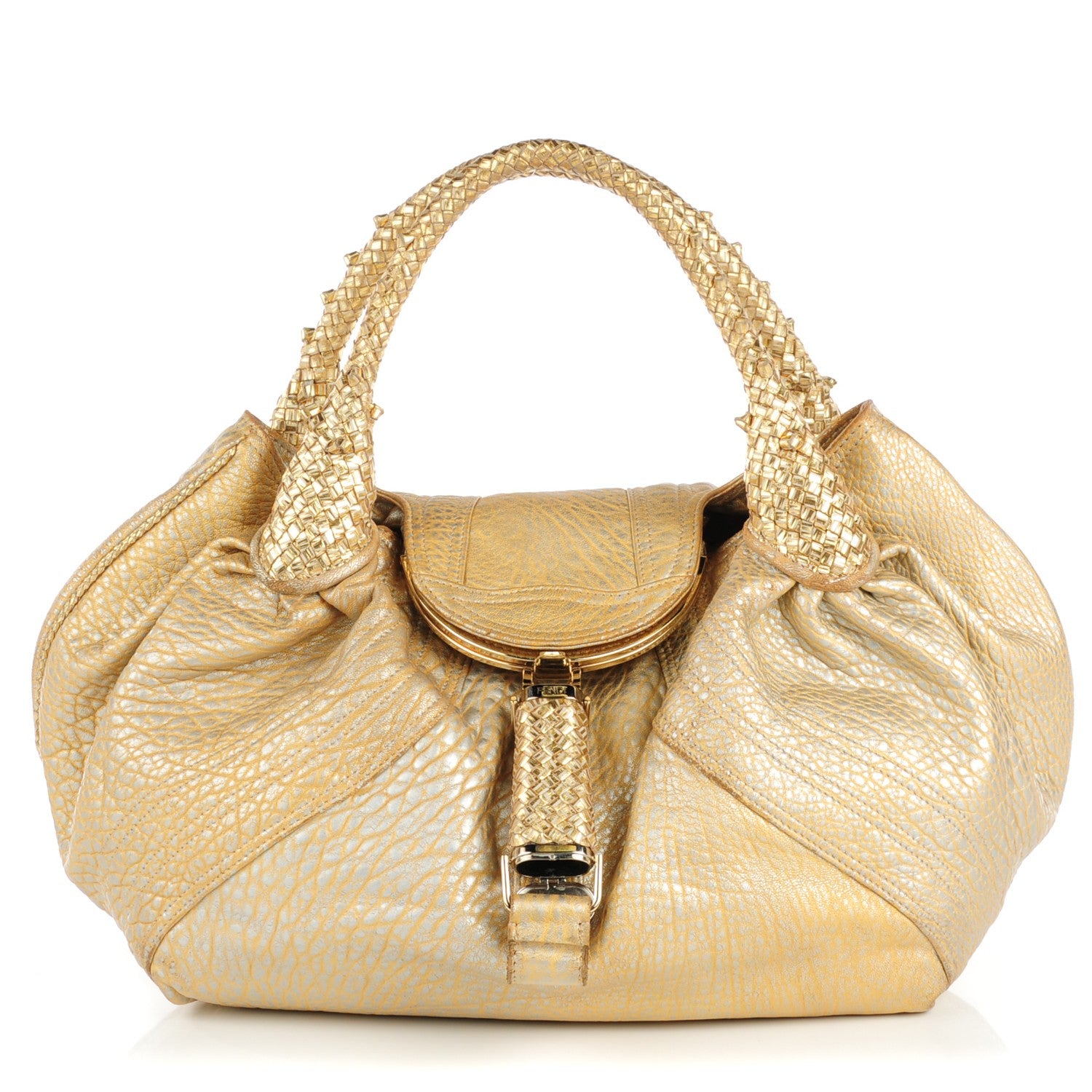 Fendi Nappa Nuvolata Bimetal Spy Oro Argento 1 of 17