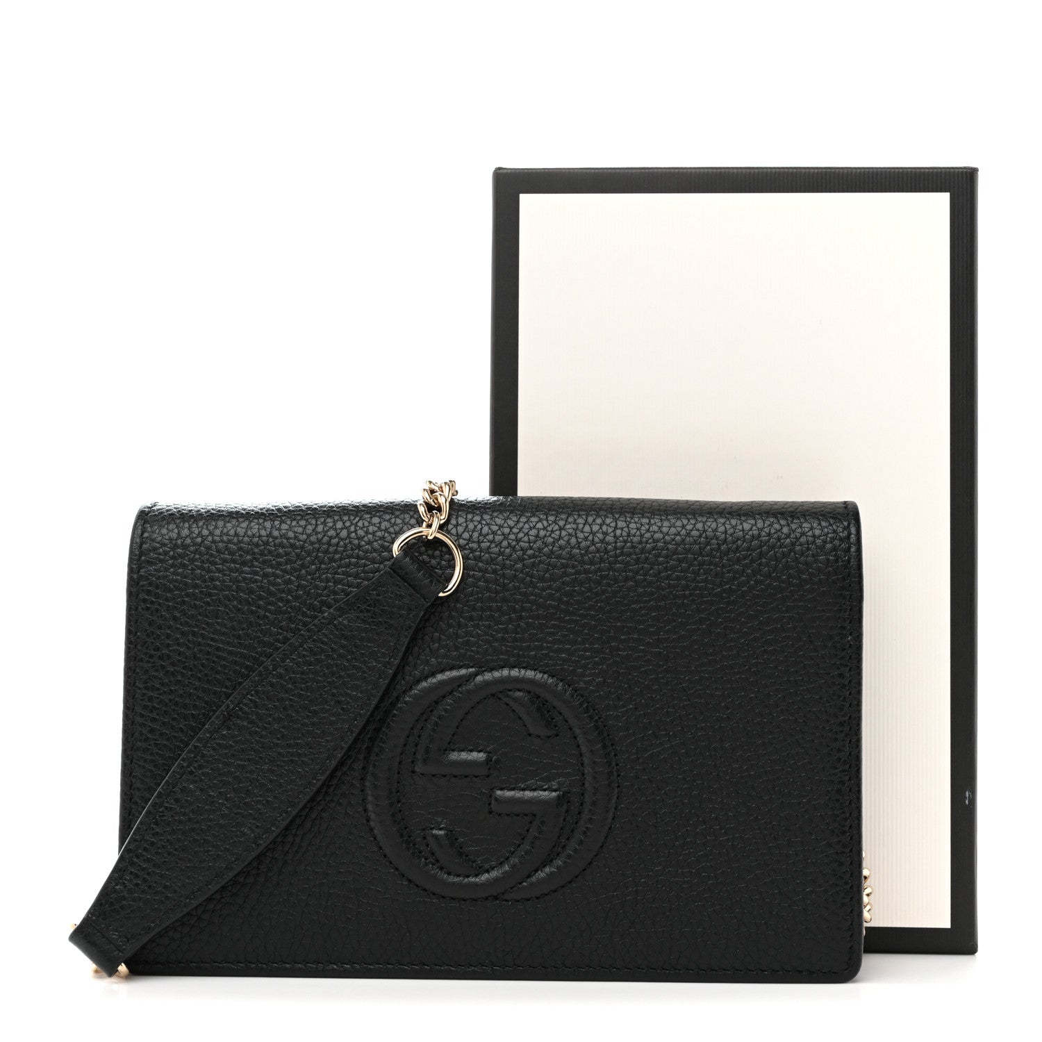 グッチ GUCCI ソーホー　ウォレット黒 Gucci Pebbled Calfskin Soho Wallet On Chain Black 1878159