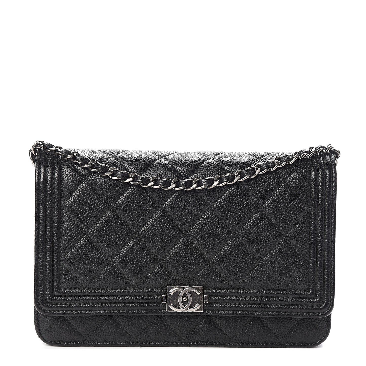 Caviar Quilted Boy Wallet On Chain WOC Black