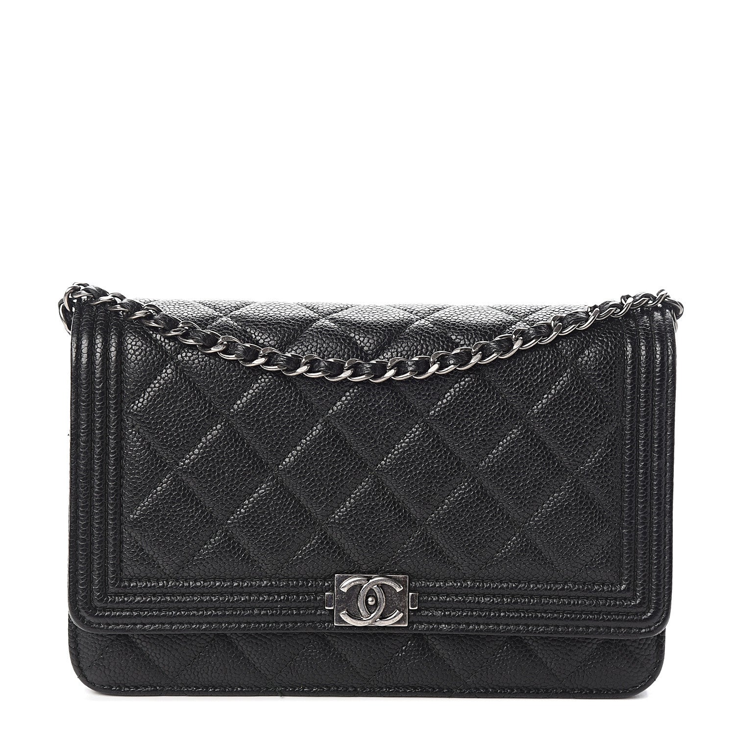 Chanel Caviar Quilted Boy Wallet On Chain WOC Black 1 of 10