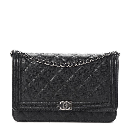 Chanel Caviar Quilted Boy Wallet On Chain WOC Black 1 of 10