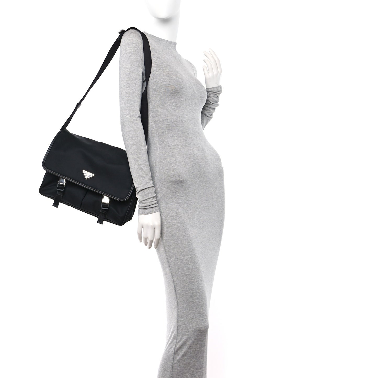 Re-Nylon Saffiano Messenger Bag Black