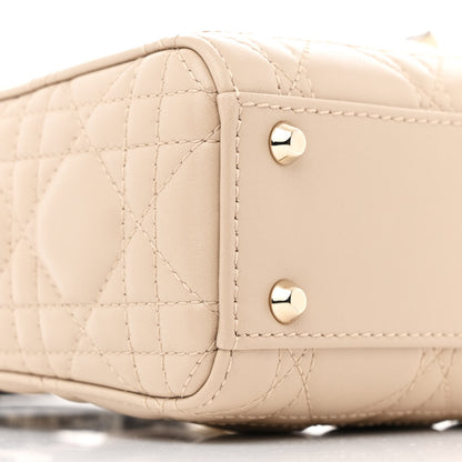 Christian Dior Lambskin Snakeskin Top Handle Cannage Mini Lady Dior Light Beige Multicolor 9 of 11