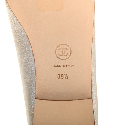 Chanel Metallic Goatskin Cap Toe CC Ballerina Flats 39.5 Gold 7 of 10