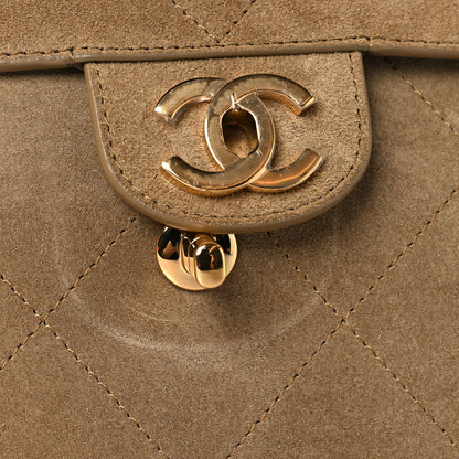 Chanel Suede Calfskin Souplissimo Maxi Flap Dark Beige 12 of 13
