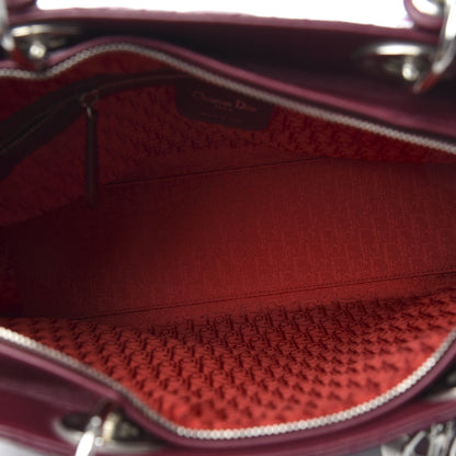 Christian Dior Lambskin Cannage Large Lady Dior Burgundy 5 of 13
