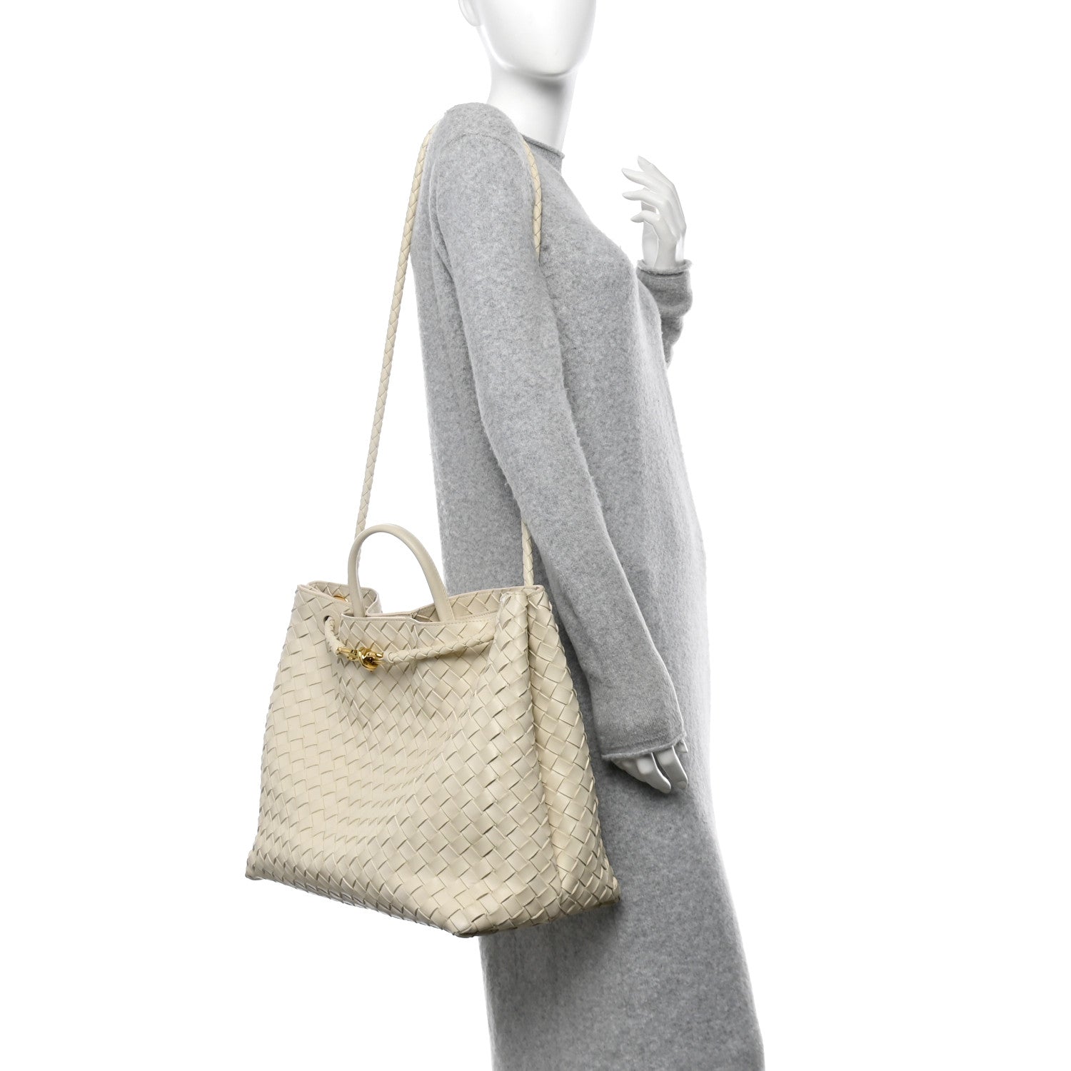 Bottega Veneta Nappa Intrecciato Large Andiamo Shoulder Bag Sea Salt 2 of 13