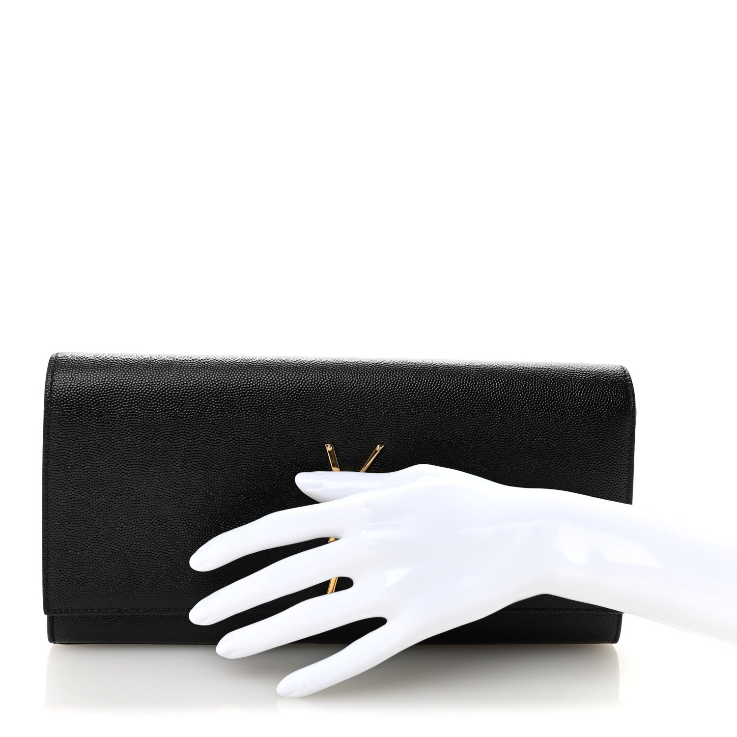 Saint Laurent Grain De Poudre Monogram Cassandre Clutch Black 2 of 6