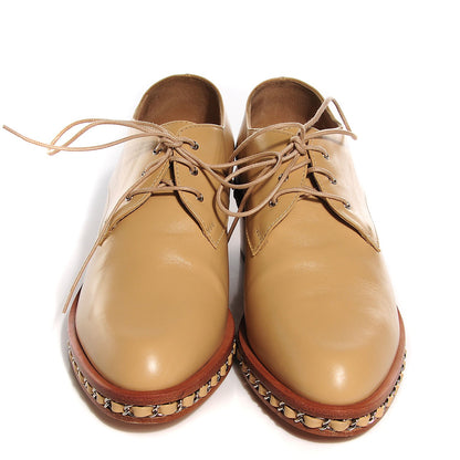 Chanel Calfskin Chain Lace Up Oxfords 38.5 Beige Clair 2 of 15
