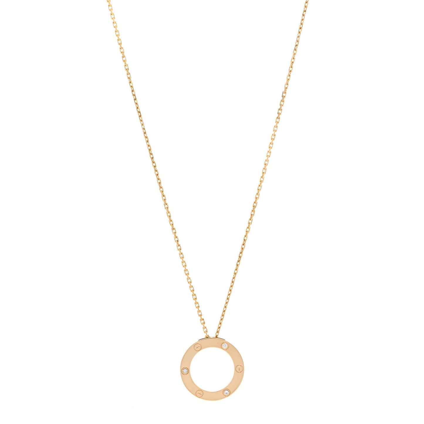 18K Yellow Gold 3 Diamonds LOVE Pendant Necklace