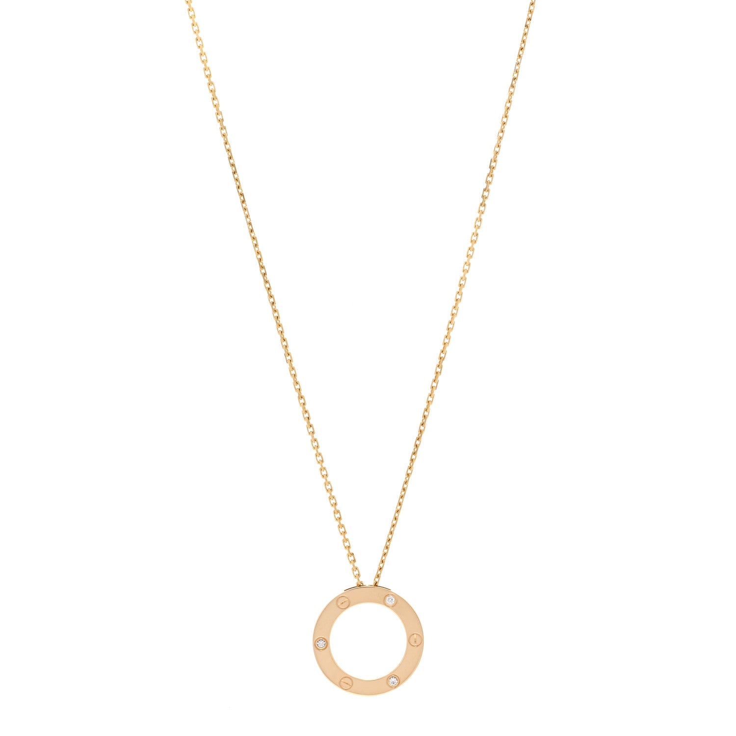 Cartier 18K Yellow Gold 3 Diamonds LOVE Pendant Necklace 1 of 5