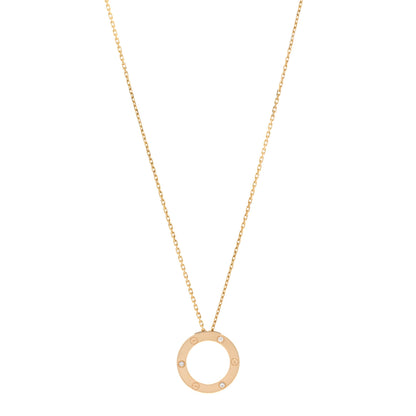 Cartier 18K Yellow Gold 3 Diamonds LOVE Pendant Necklace 1 of 5