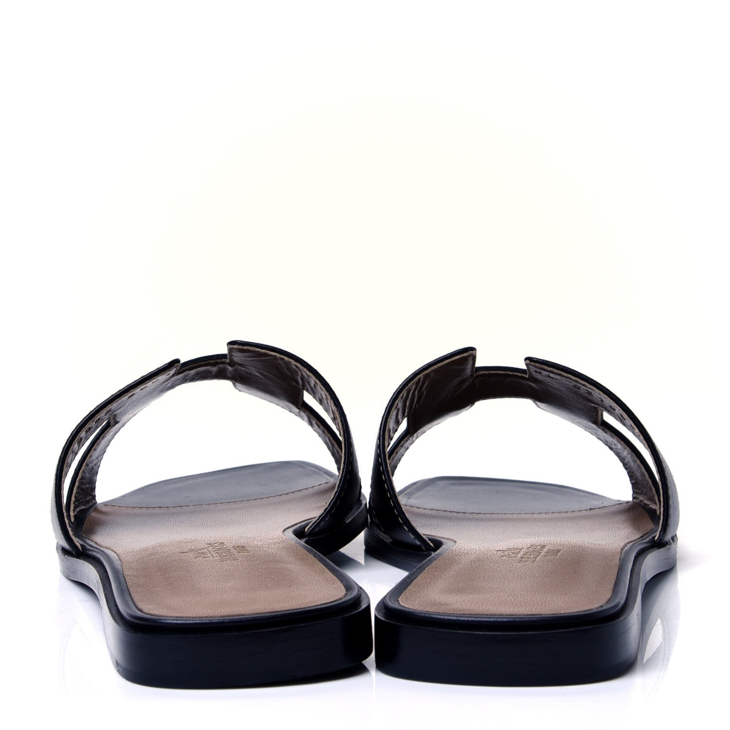 Hermes Box Calfskin Oran Sandals 38 Black 6 of 10