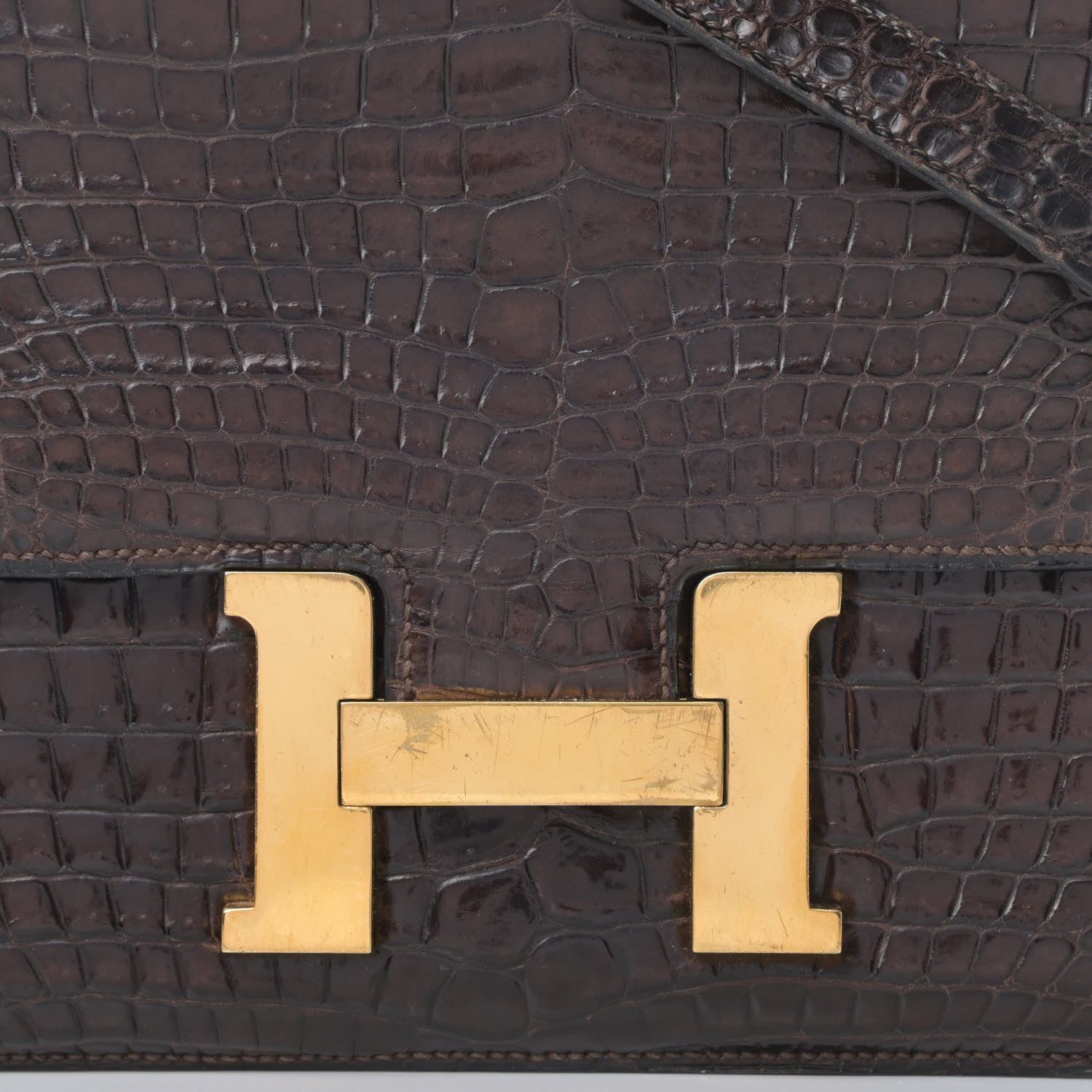 Hermes Shiny Porosus Crocodile Constance 23 Chocolate 8 of 15
