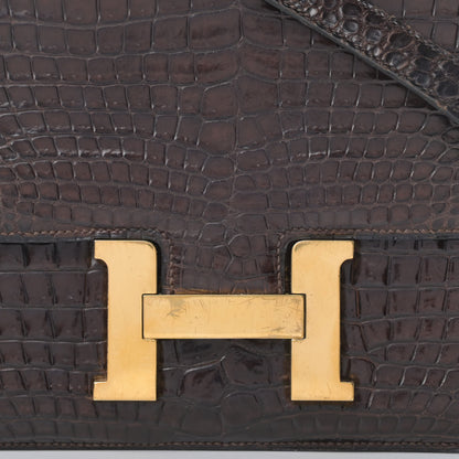 Hermes Shiny Porosus Crocodile Constance 23 Chocolate 8 of 15