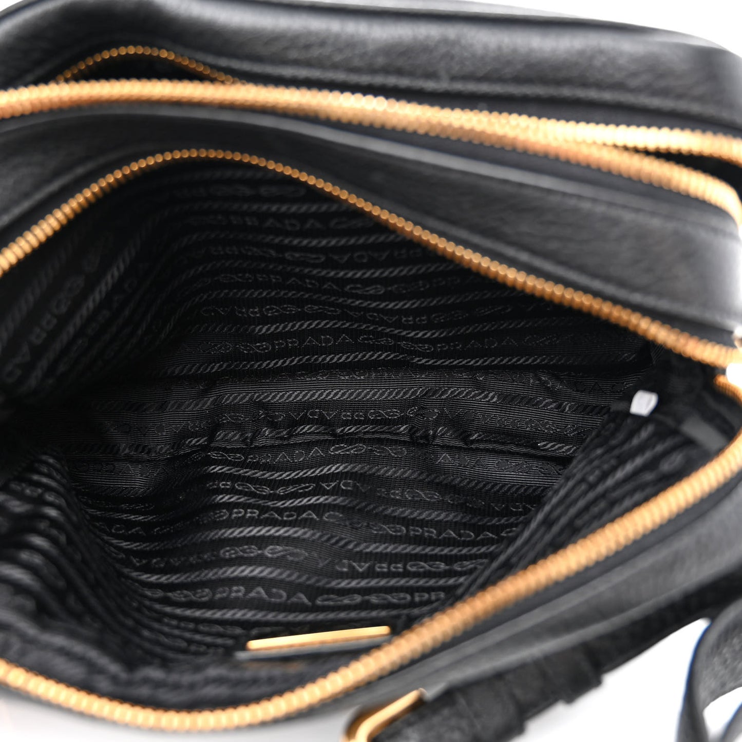 Vitello Daino Medium Double Zip Shoulder Bag Black