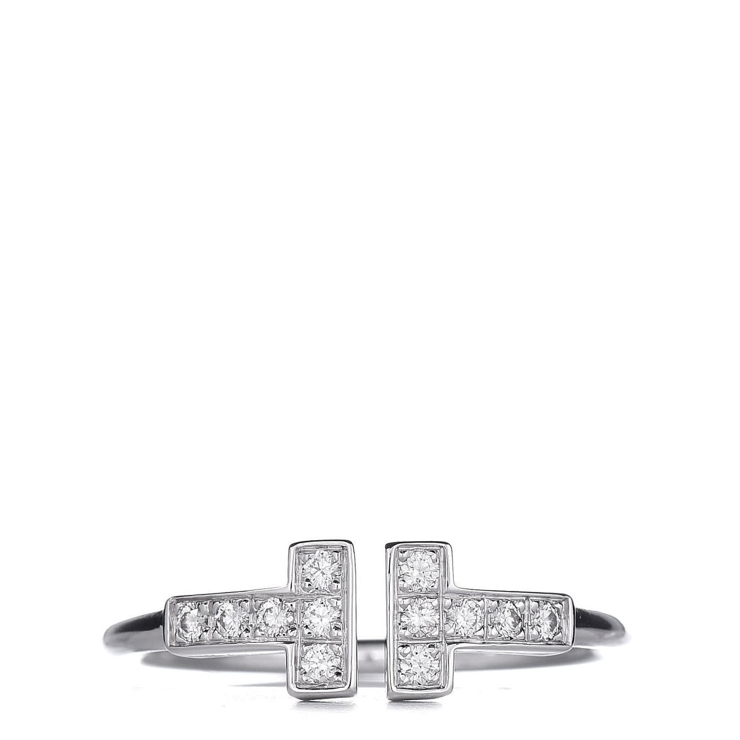 18K White Gold Diamond T Wire Ring 51 5.75
