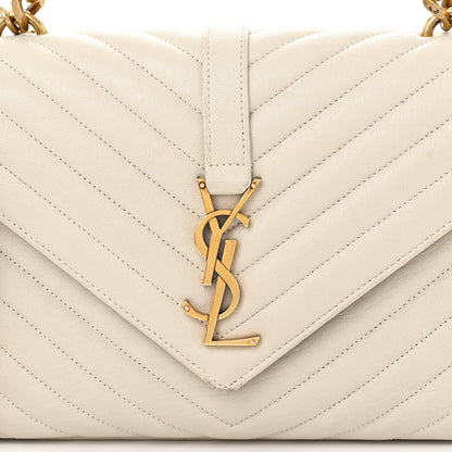 Saint Laurent Sheepskin Matelasse Chevron Monogram Medium College Bag Crema Soft 8 of 13