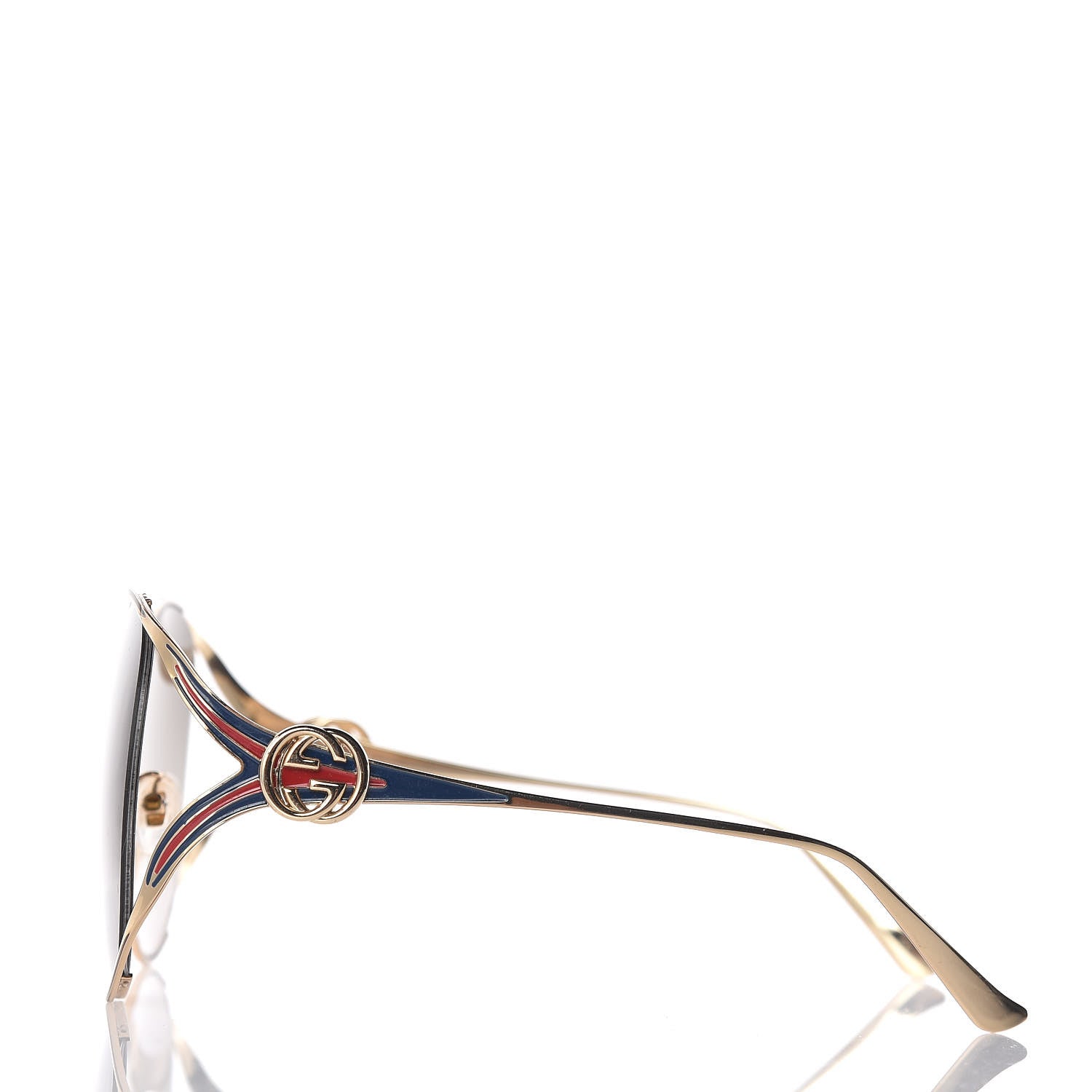 Gucci Metal Oversized Round Frame GG0225S Sunglasses Gold 3 of 7