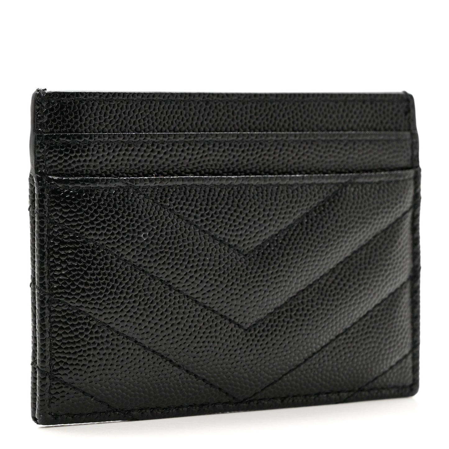 Grain De Poudre Matelasse Chevron Monogram Credit Card Case Black
